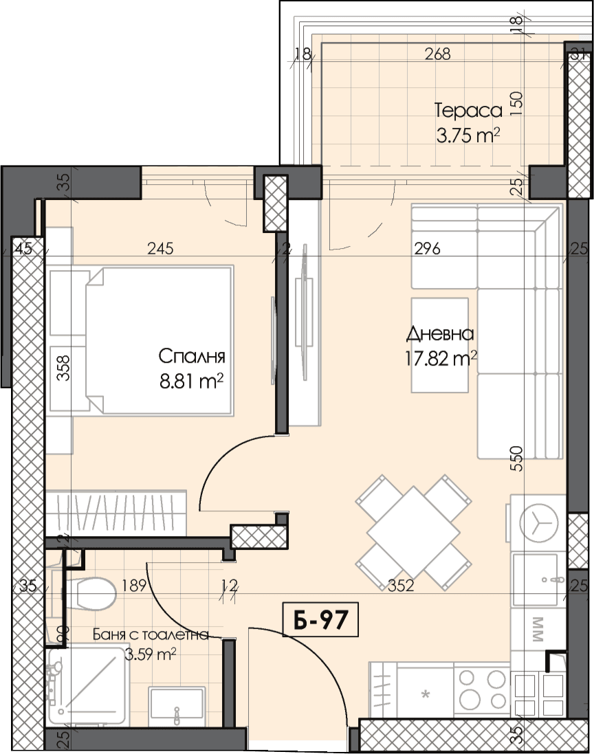 ТОП ЦЕНА! Двустаен апартамент кв. Гагарин